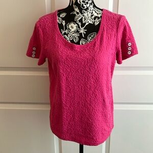 Onque Casuals Pink Fitted Buttoned T-Shirt